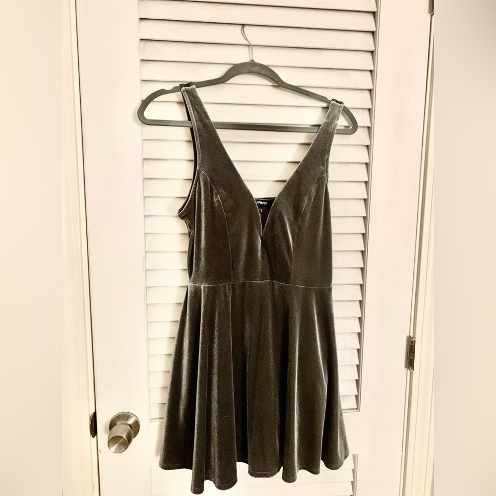 Grey velvet dress